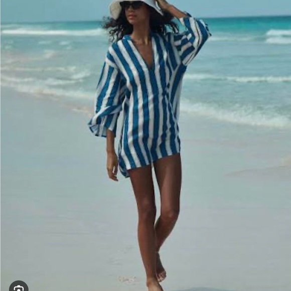 DÔEN Gisele Dress Tunic in Atrani Stripe Linen XS Coachella - Picture 2 of 8